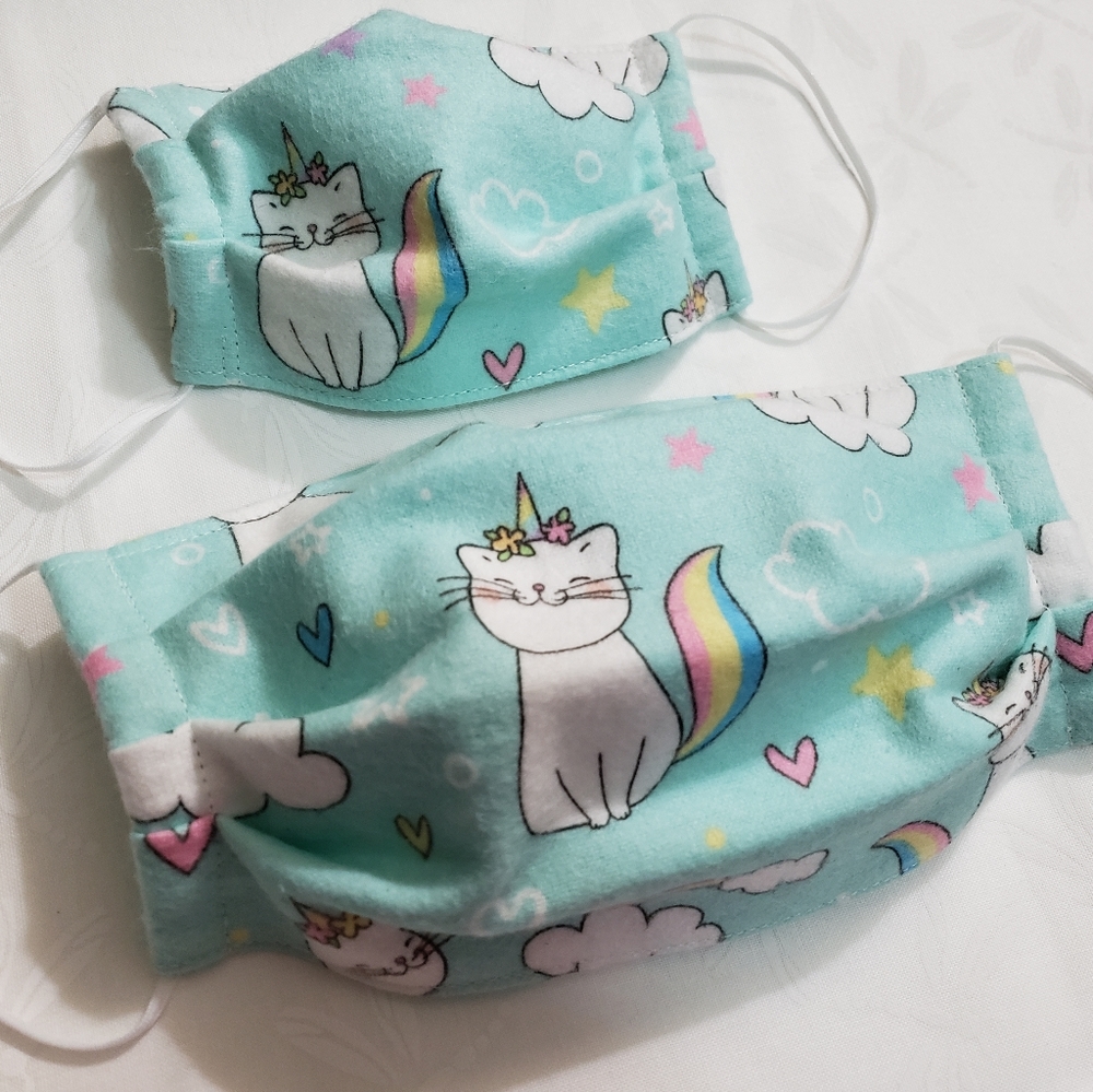 Kittycorn face covering matching set mama&baby